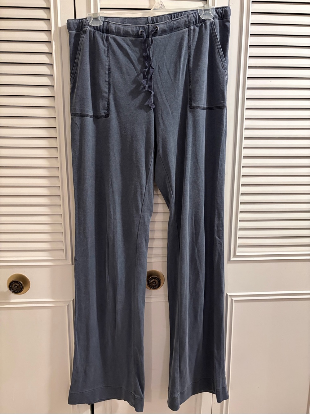 Women's Relaxed Wide-Leg Drawstring Lounge Pants in Dusty Blue